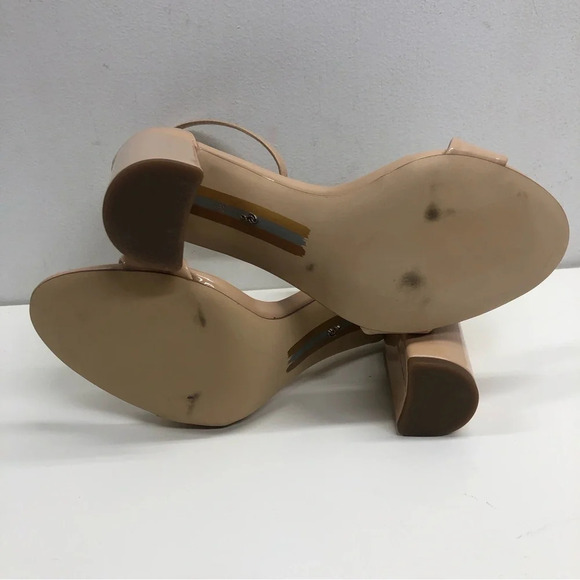 Sam Edelman Yaro Ankle Strap Sandal Beige Nude Patent Block Heel Size 8.5 - Picture 7 of 7